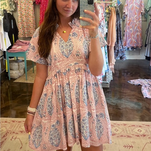 Pink and Blue Patterned Mini Dress - Picture 3 of 8